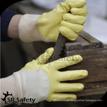 SRSAFETY guante de trabajo de mano nitrílica amarillo medio revestido